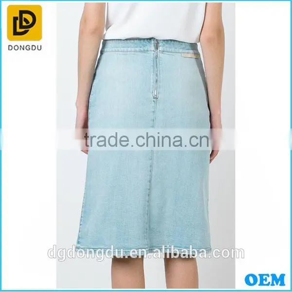 Hot Sale Denim Embroidery Designer Long Skirts photo-3