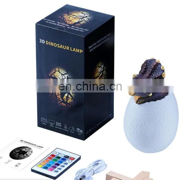 2020 Amazon Hot Seller Kids Toy Creative Desk Lamp3D Dinosaur Egg Night Light With USB Rechargeable photo-2