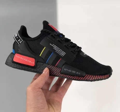 Adidas Originals NMD R1 V2 Shoes in White/black For Women Mens photo-3