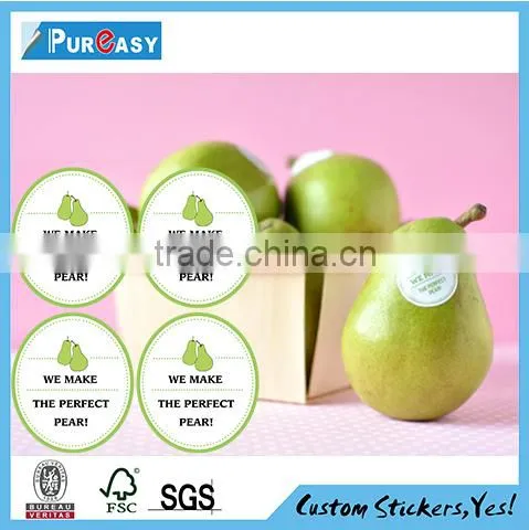 Top Grade Printed Ecological Removable Fruits Label Stickers