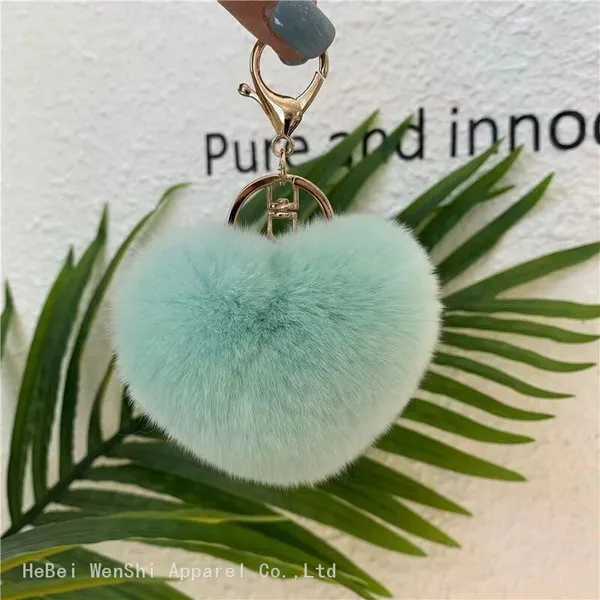 60Imitation rabbit hair peach heart patch plush love bag hanging small gift accessories keychain