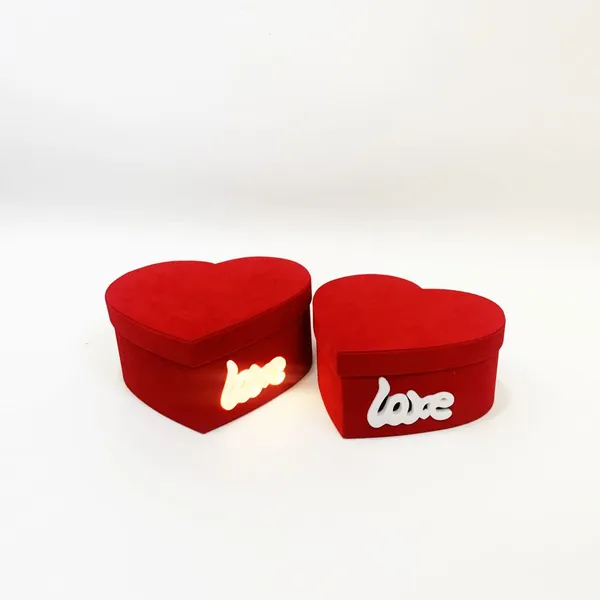 2025 Mother's Day Innovative Gift Packaging 2 Pieces Heart Shaped Gift Box With Love Shape LED Lights For Valentine's Day photo-2