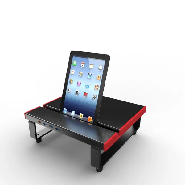 Full Aluminum Desktop Computer Table Monitor Charging Tabled Stand With USB 3.0 HUB QC Charger photo-5