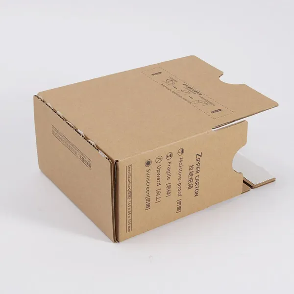 Kraft Paper Zipper Corrugated Carton Easy Tear Strip Recycled Materials for Clothing Cosmetics Aircraft Mailer Box Packaging photo-2