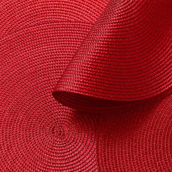 4 Pack Red Round Place Mats Pot Holders Wicker Tablemats Boho Braided Heat Resistant Mats, Plate Chargers for Table photo-3