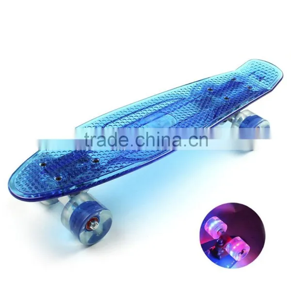 Rocking Cool Flashing LED Light Wheels Complete Skateboard for Adults Mini PC Plastic EC-FC02