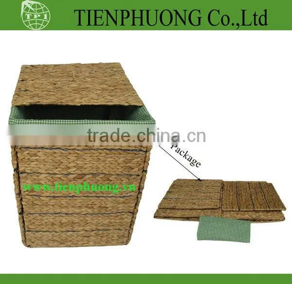 Folding Laundry Hamper, Wicker Hamper With Lid, Bamboo Trunks, Storage Basekt