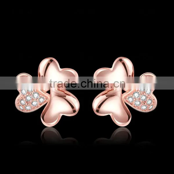 Clover Floswer White Gold Plated Crystal Jewelry Earring photo-4