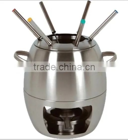 Elegant high quality stainless steel fondue set with forks
