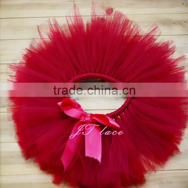 Newborn Tutu Set - Baby Girls - Maroon and Matching Flower Headband - With Pearls Rhinestones photo-4