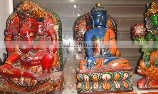 Wood Ganesh Statue & Tara Wood Statue & Wood Buddha