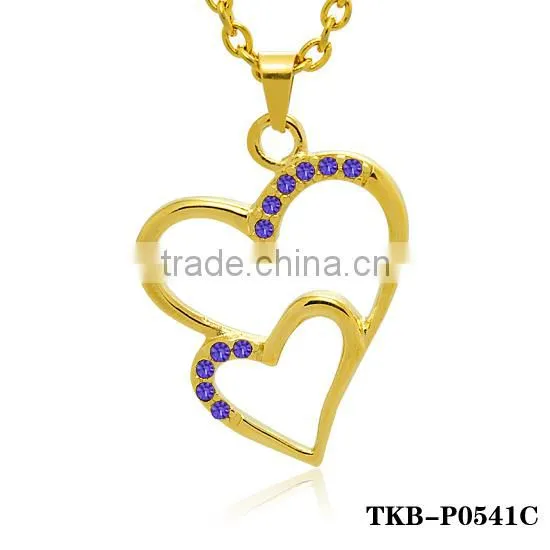 Gold Plated Enclosed Crystal Hollow Heart Shape Pendant Light Modern Necklace photo-4