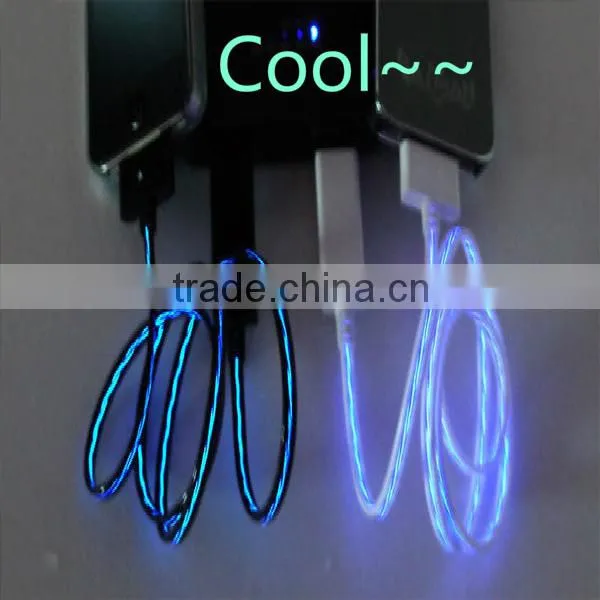 Flowing Led EL Glowing USB Charge Cable for Apple IPhone 4 IPhone 6 Samsung photo-3