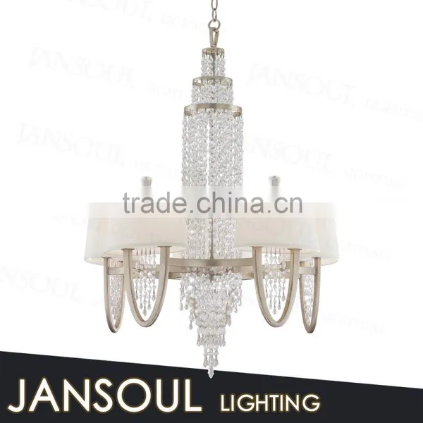 2016 New Luxury Home Hotel Decoration Crystal Chandelier Modern Wrought Iron Chandelier Pendant Light With White Lampshade
