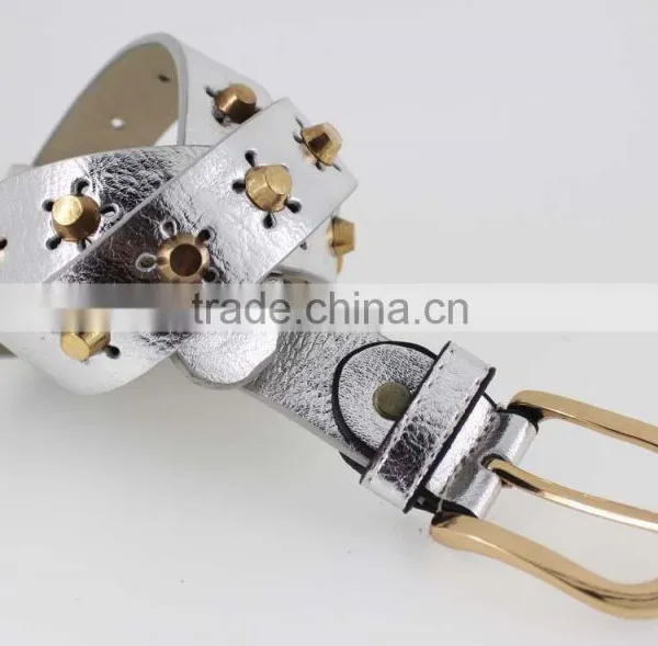 Fashion Metal Studded Women Jeans Belt With Shiny PU Leather for Jeans in Yiwu photo-3