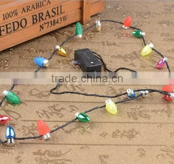 Hot Christmas Bulbs LED Flashing Colorful Light Up Necklace