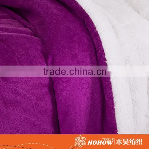 100% Polyester Fiber Blanket Purple Flannel Warm Plain Blankets photo-3