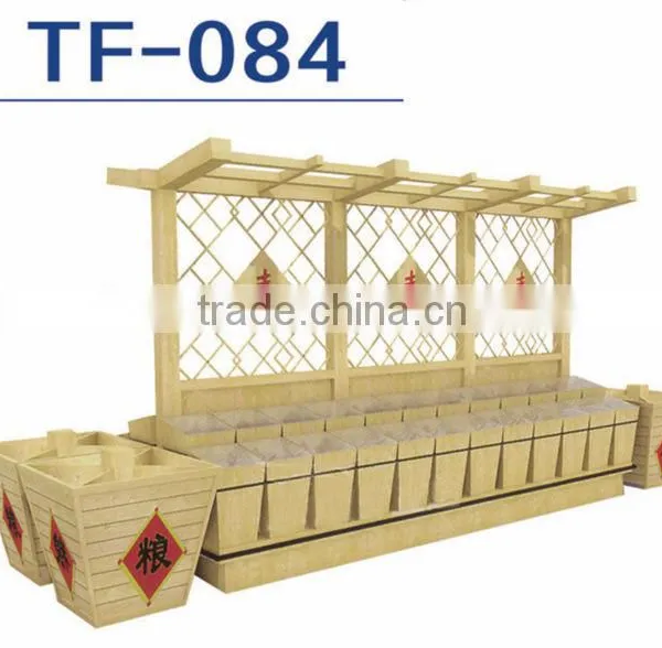 Double-side Cereals Wooden Shelf,ricer Box in Supermarket