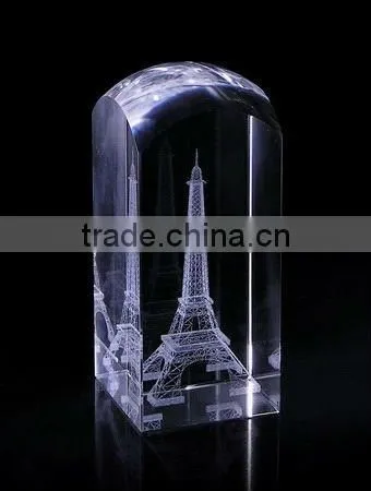 The Edge Pressing Cuboid 3D Laser Engraved Crystal Cube Glass Cube photo-2