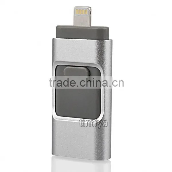3 in 1 OTG USB Flash Drive 8 Pin/mirco USB Connector for IOS,for Mac, Android, Smartphones, PC (Silver-8GB) photo-2