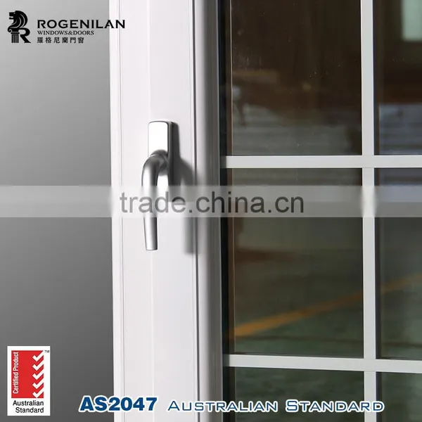 Rogenilan 70 Series Sound Proof White Color Arched Aluminium Casement Window With Grids photo-5