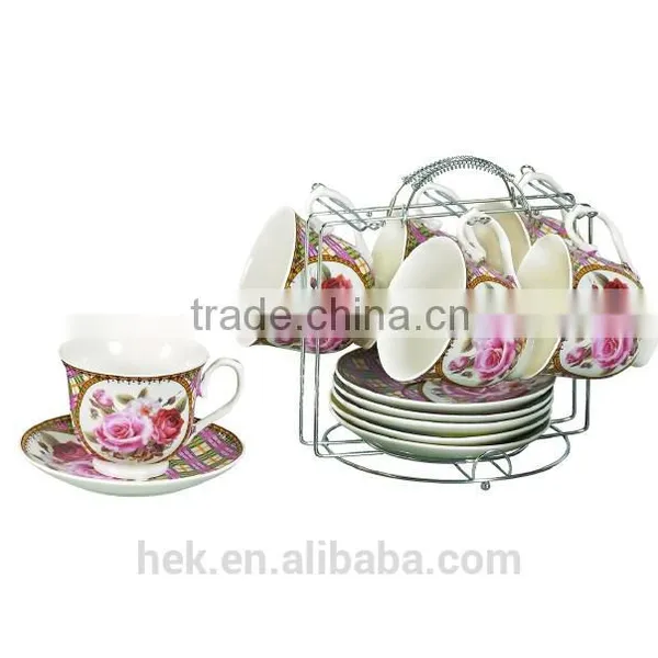Ceramic Tea Set With Metal Rack , 13pcs Tea/cofee Set photo-5