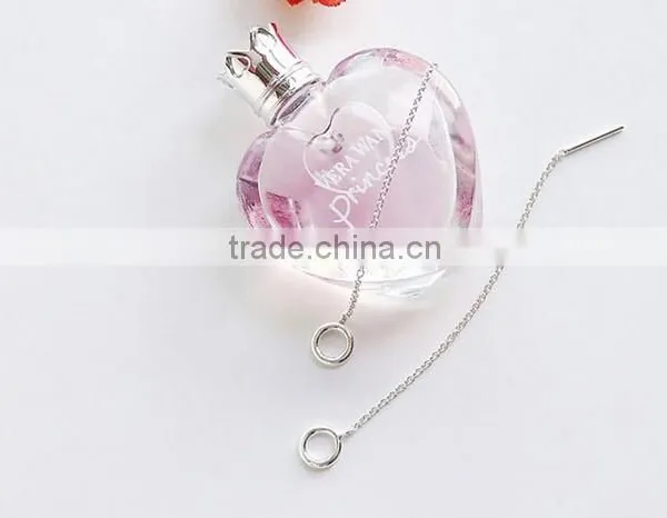 925 Sterling Silver Circle Charm Long Dangle Thread Line Threader Earrings photo-3