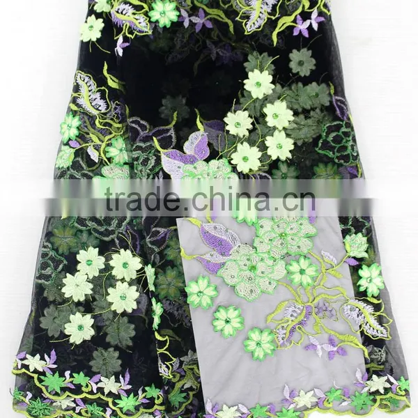 29328 Gorgeous Purple French Lace With 3D Flower for Uniform photo-3