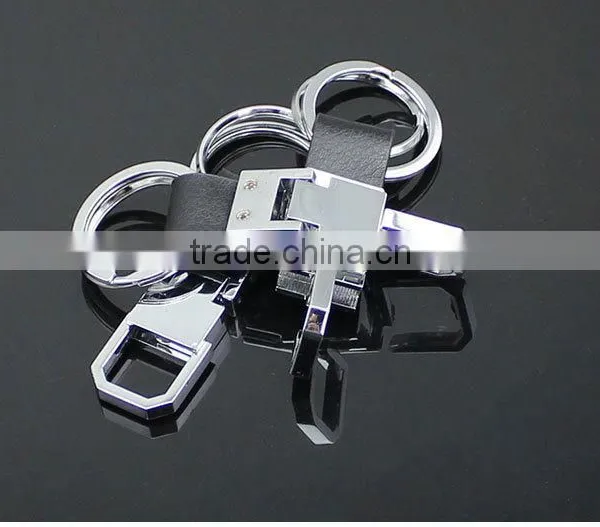 Car Leather Keychain /cheap Car Leather Keychain With Double Ring photo-2