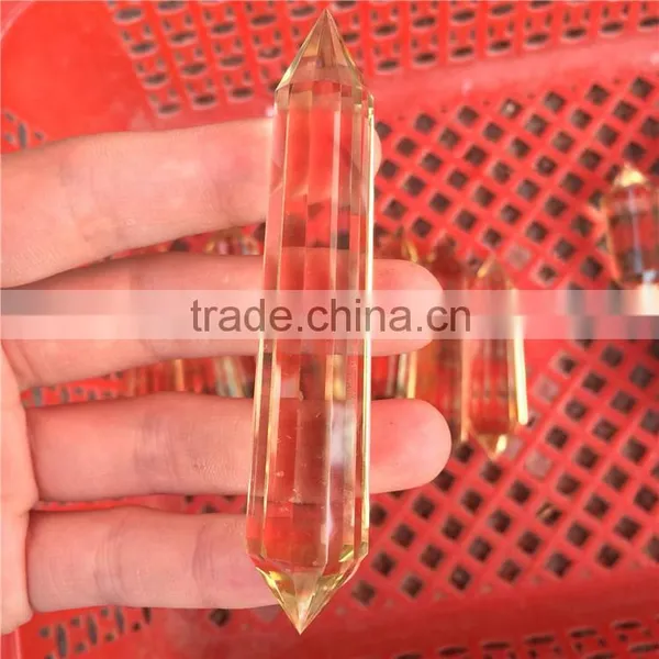 Natural Crystal Citrine Polyhedral Pillars With Small Facets Double Points photo-3