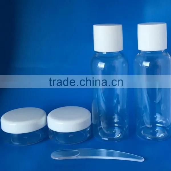plastic square case 1oz pet bottle and 10g cream jar travel kit