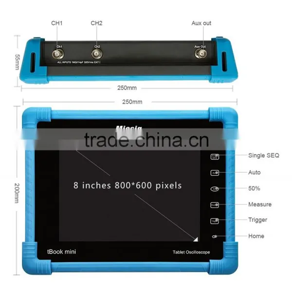 Digital Tablet Oscilloscope TO1072 70MHz 2CH 8'' Discplay, 14Mpts Memoery Depth Battery photo-2