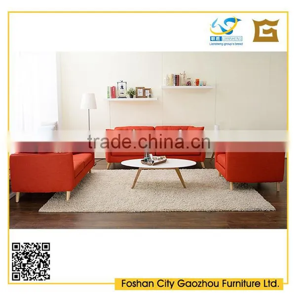 Classic Simple Design Nordic Style Wooden Sectional Sofa With Tufted Back Cushions for Home Furniture photo-2