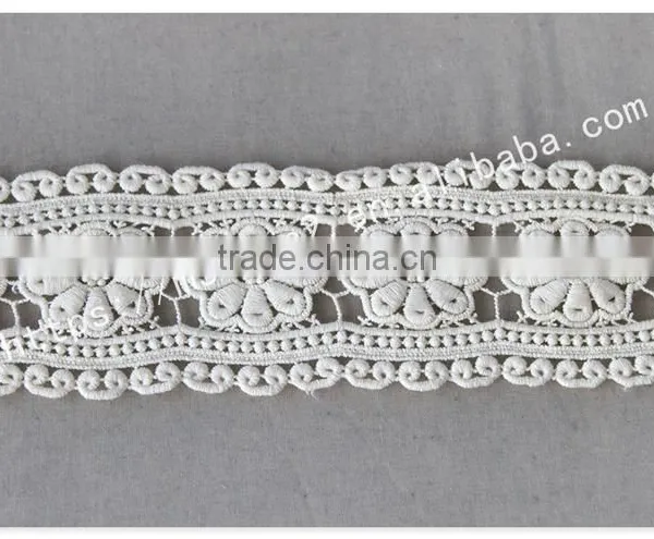 Newest Design 8cm Width Flowers Embroidery Cotton Lace Trim Wholesale photo-2