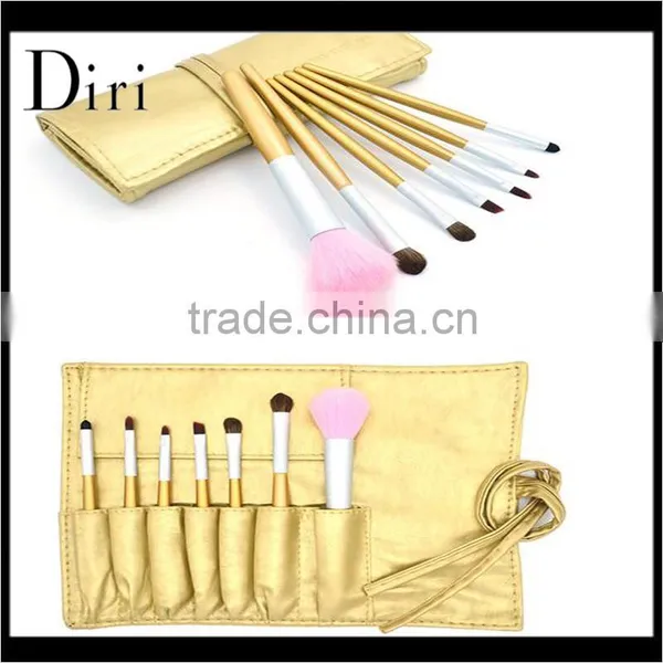 Colorful 7pcs Folding Travel Cosmetic Brush Set With Bag photo-3