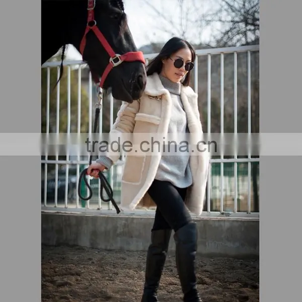 High Quality Women's Fashion Sheepskin Coat With Pockets photo-2