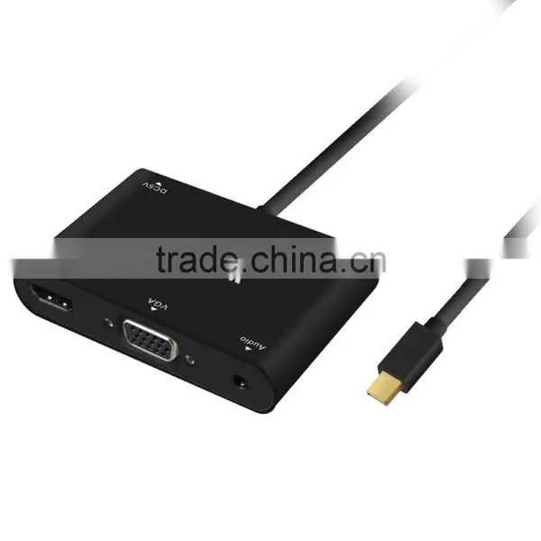 VOXLINK Mini DisplayPort Turn VGA / Audio / HDMI 4K 3in1 Adapter Cable Black photo-2