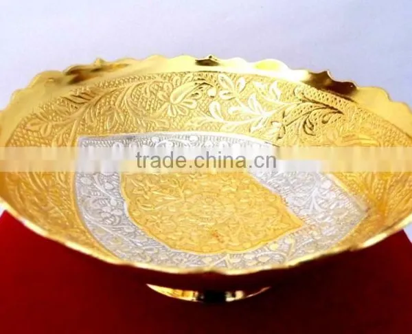 Low Cost and Attractive Promotional Gift, Corporate Gift Item Gold and Silver Plated Brass Bowl photo-2