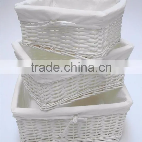 Wholesale Willow Basket With Fabric Liner, Wicker Basket in White Color photo-2