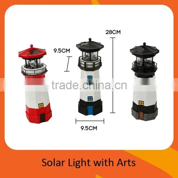 Giant Our Door Solar Garden Polyresin Lighthouse 11" 28cm With 360 Rotating Light photo-2