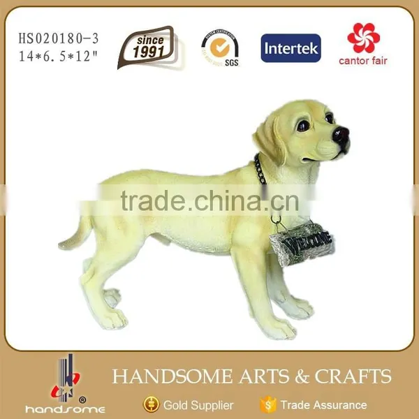 13.5 Inch Resin Realistic Animal Home Decoration Welcome Dog Statue photo-5