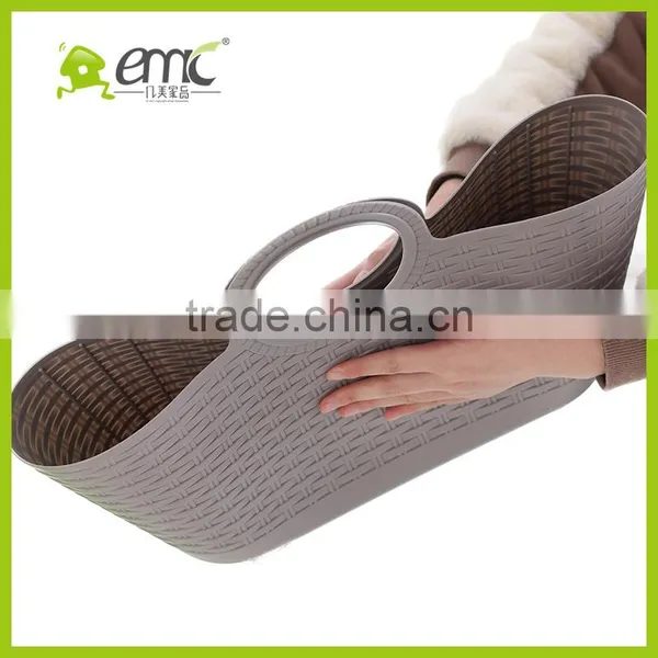 Eco-friendly Soft PE Laundry Basket Handle Plastic Sundries Storage Basket photo-2