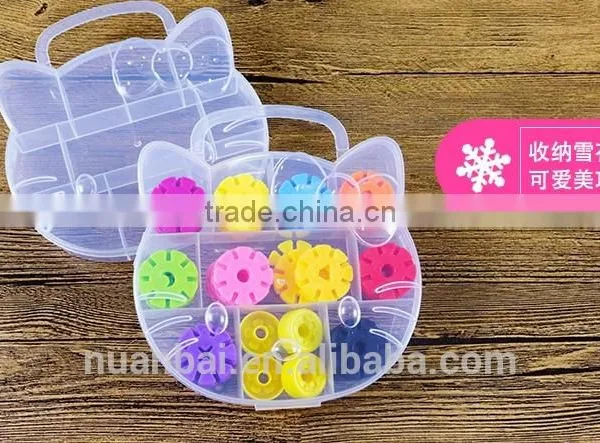 PP Plastic CAT Animal Shaped Cartoon Beads Clear Storage Box Boxes With Handle photo-2