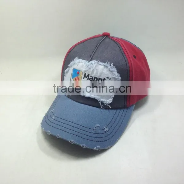 Washed And Distressed Baseball Cap With Embroidery Patch photo-4