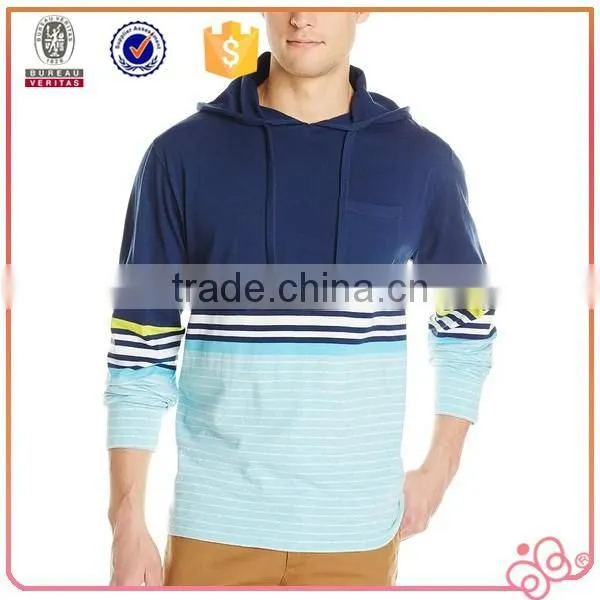 2016 Men Fashion Stripe Long Sleeve t Shirt With Hood photo-2
