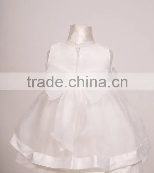 2017 Hot Selling Plain White Baby Girl Short Party Wear Dress photo-2