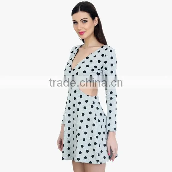 Grey Colored Printed Dress Latest High Waist Dress Patterns photo-3