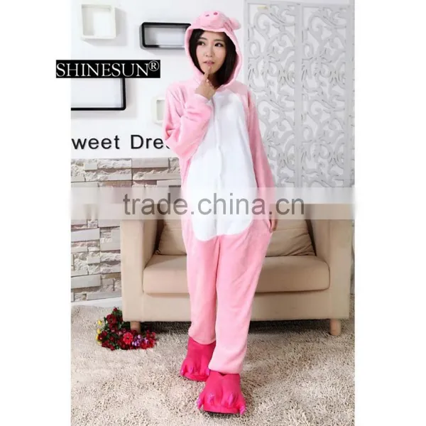 New Winter Unisex Men Women Adult Pajamas Cosplay Costume Cartoon Animal Pig Sleepwear photo-3