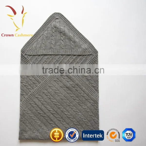 100% Cashmere Wool Cable Knitted Baby Blanket photo-5