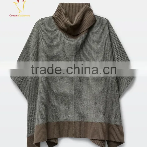 Women Winter Knitted Cashmere Poncho,Turtleneck Poncho for Women photo-2